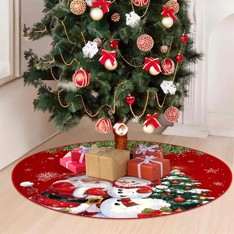 Santa & Snowman Christmas Tree Skirt 48/60 Inch