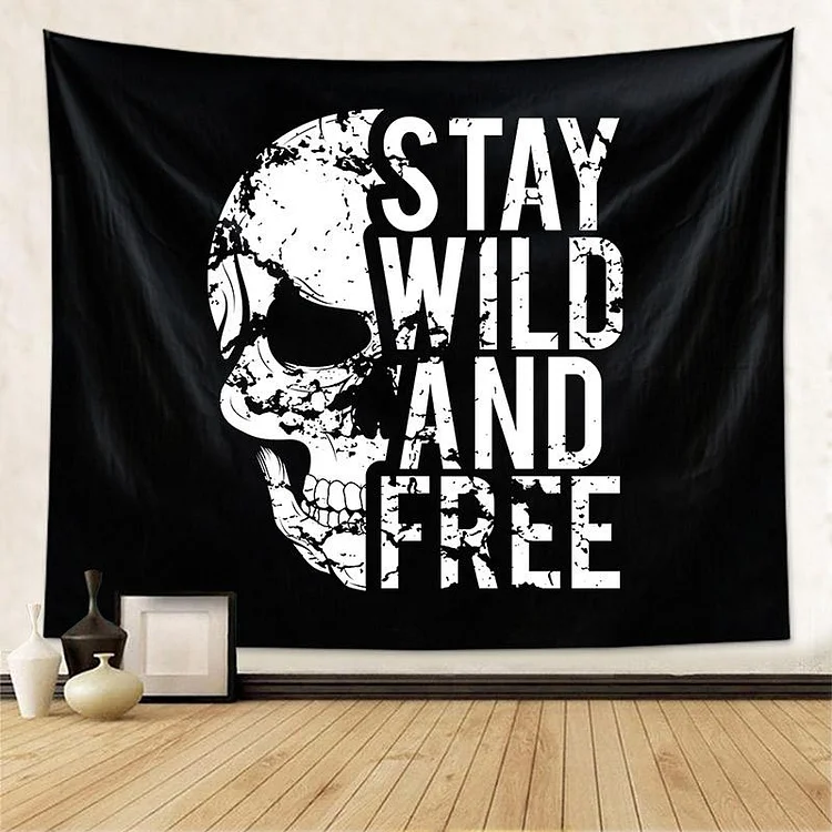 Black Skull Wall Hanging Tapestry Home Decor-BlingPainting-Customized Products Make Great Gifts