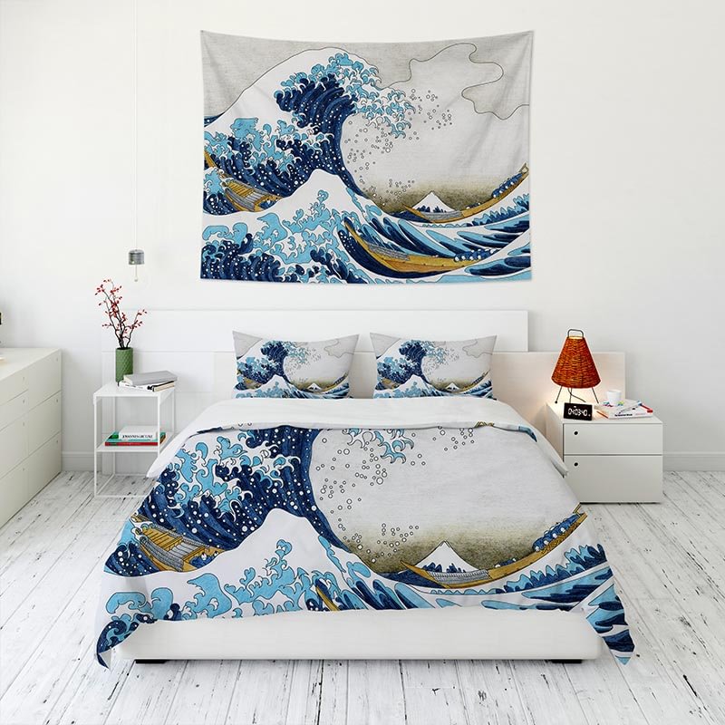 The Great Wave Off Kanagawa Tapestry Wall Hanging and 3Pcs Bedding Set Home Decor-BlingPainting-Customized Products Make Great Gifts