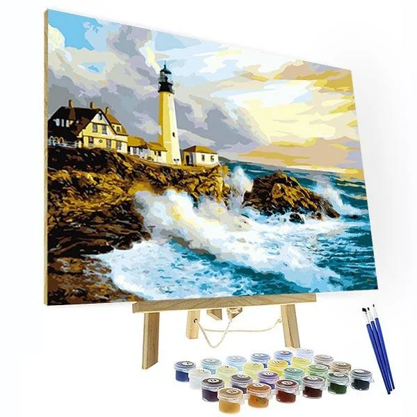 Paint by Numbers Kit - House By The Sea-BlingPainting-Customized Products Make Great Gifts