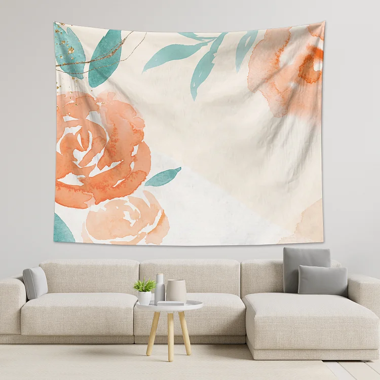 Watercolor Peony Flower Pattern Tapestry Wall Hanging-BlingPainting-Customized Products Make Great Gifts