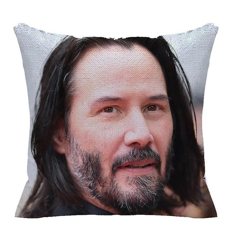 Keanu Reeves Sequin Throw Pillow-BlingPainting-Customized Products Make Great Gifts