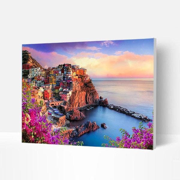 Paint by Numbers Kit -  Italian Colorful Island-BlingPainting-Customized Products Make Great Gifts
