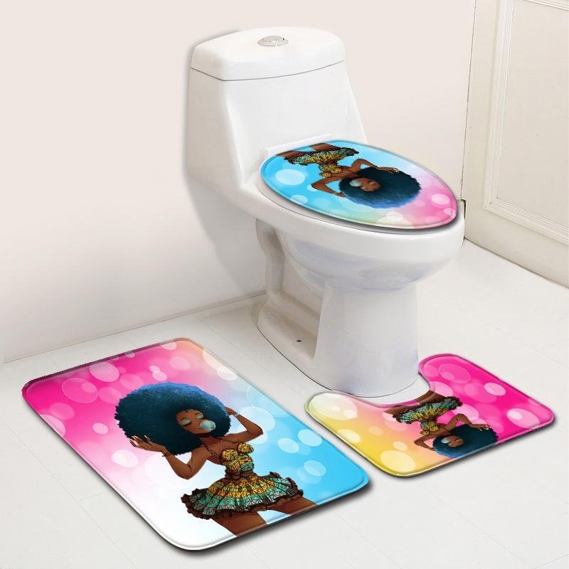 Good Gifts Decor 2021. African Woman Pattern 3Pcs Bath Rug Set-BlingPainting-Customized Products Make Great Gifts
