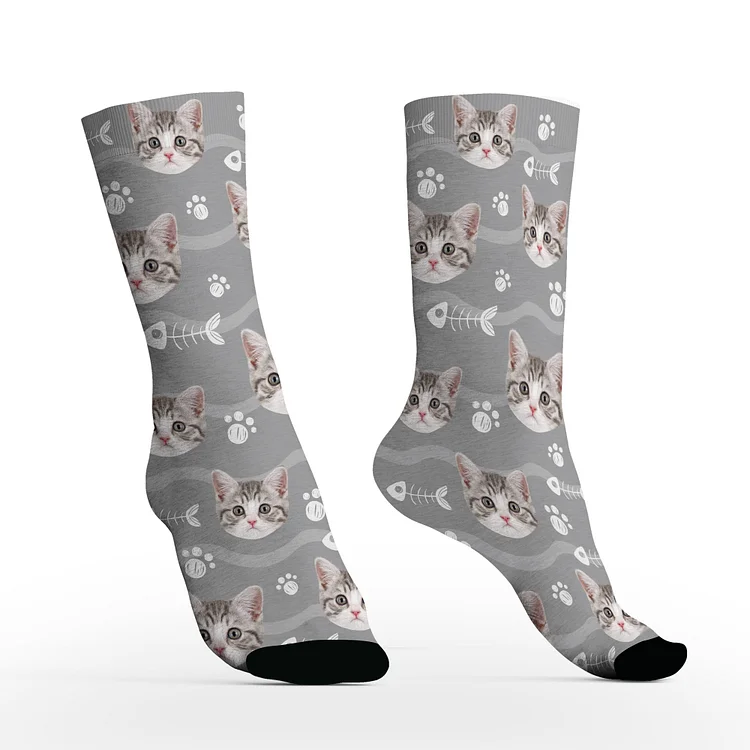 Custom Cat Socks with Photos For Cat Lover-BlingPainting-Customized Products Make Great Gifts