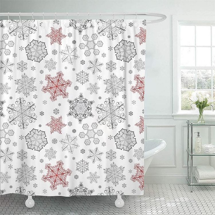 Christmas Snowflake Bathroom Shower Curtains - Good Gifts Decor 2022-BlingPainting-Customized Products Make Great Gifts