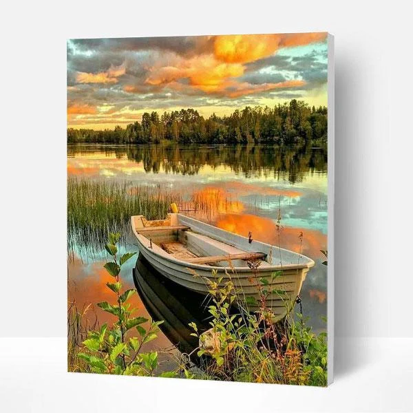 Paint by Numbers Kit -   Boat At Sunset-BlingPainting-Customized Products Make Great Gifts