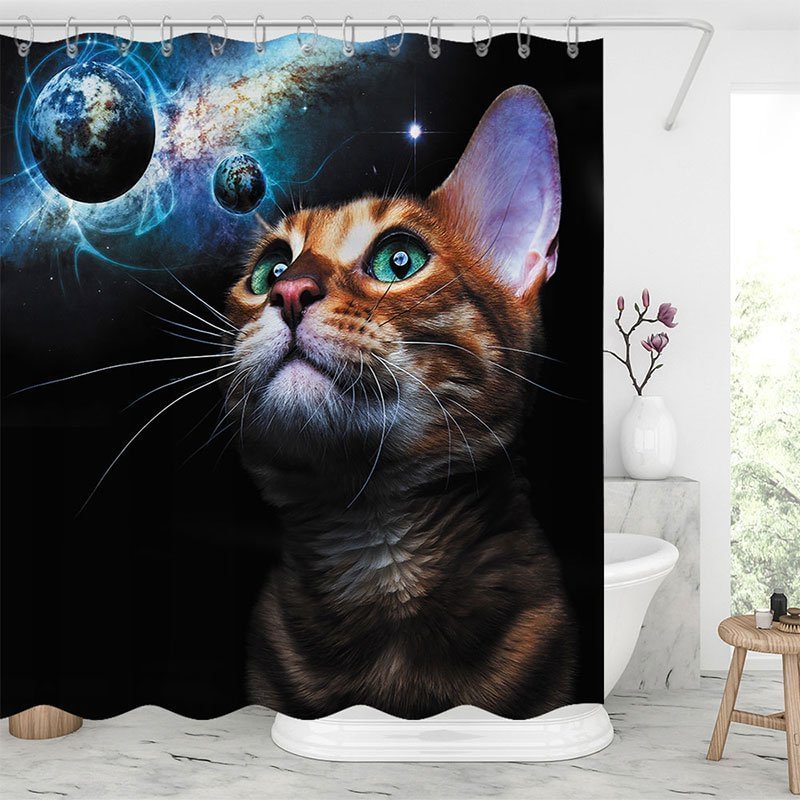 Cat with an Idea Shower Curtains-BlingPainting-Customized Products Make Great Gifts
