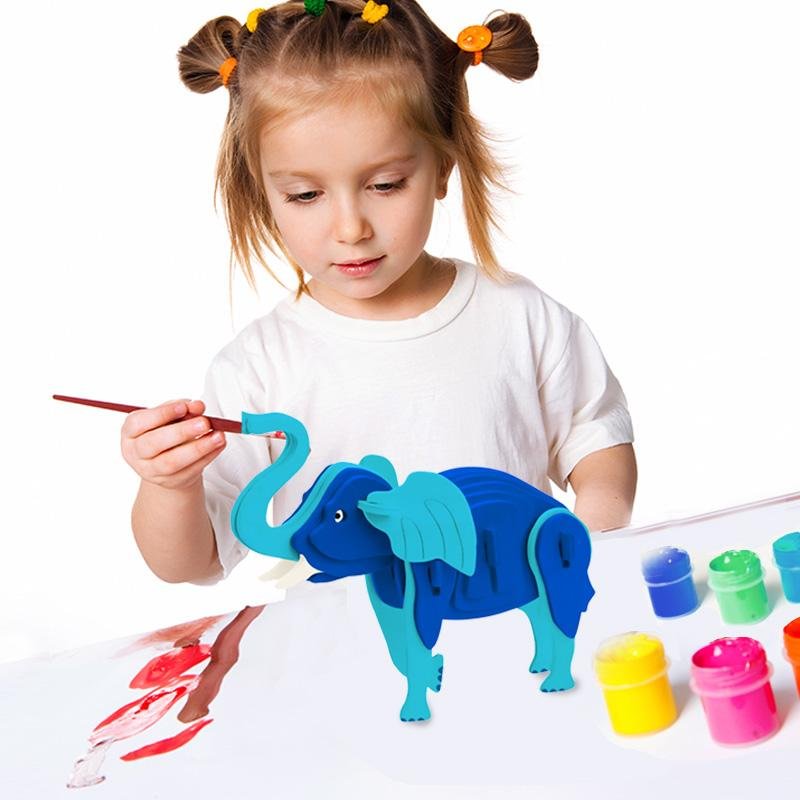 3D Wooden Puzzle Paint Kit for Kids----Colorful Elephant - Affordable Gifts 2021-BlingPainting-Customized Products Make Great Gifts