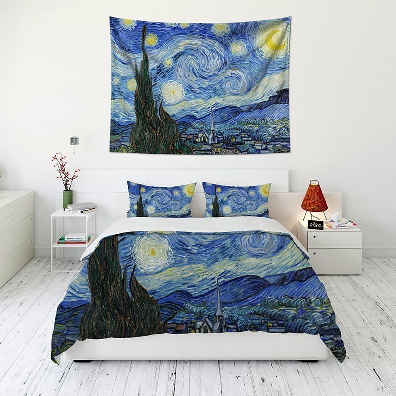 The Blue Sky Tapestry Wall Hanging and 3Pcs Bedding Set Home Decor-BlingPainting-Customized Products Make Great Gifts
