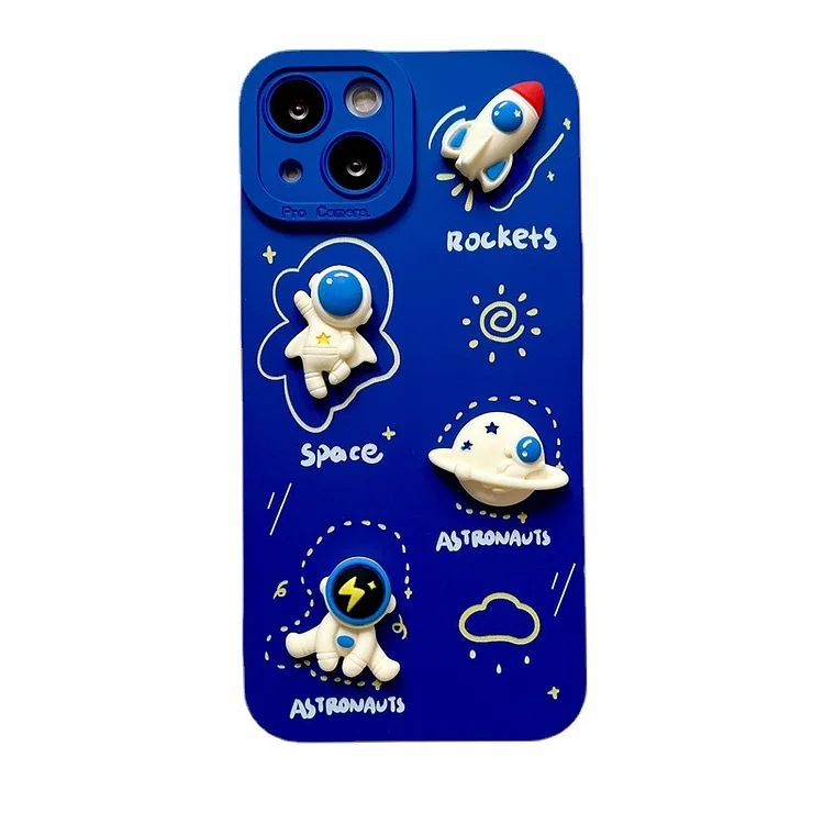 3D Cartoon Astronaut Silicone Case For iPhone