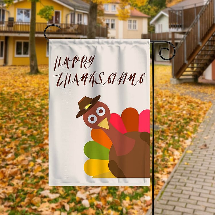 Happy Thanksgiving Turkey Garden House Double Sided Flag -BlingPainting-Customized Products Make Great Gifts
