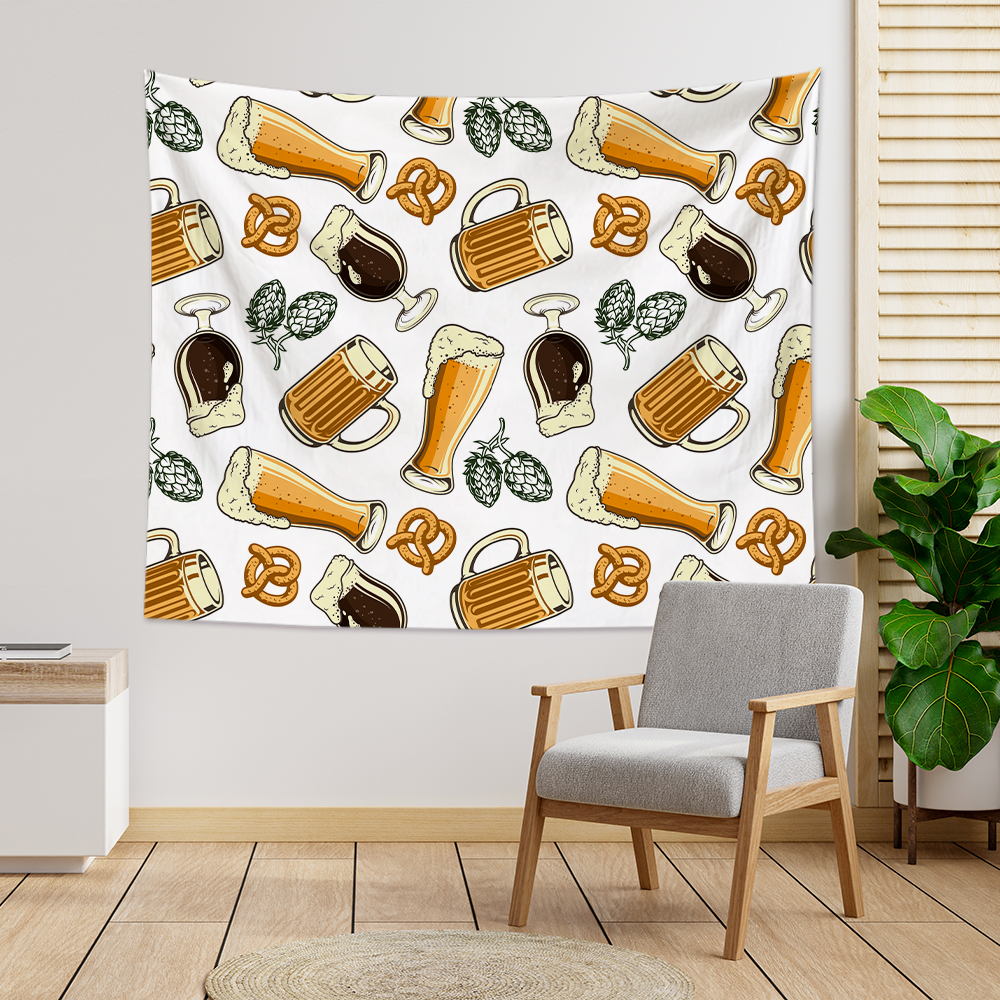 Beer Festival Tapestry Wall Hanging - Beers and Brezelns-BlingPainting-Customized Products Make Great Gifts