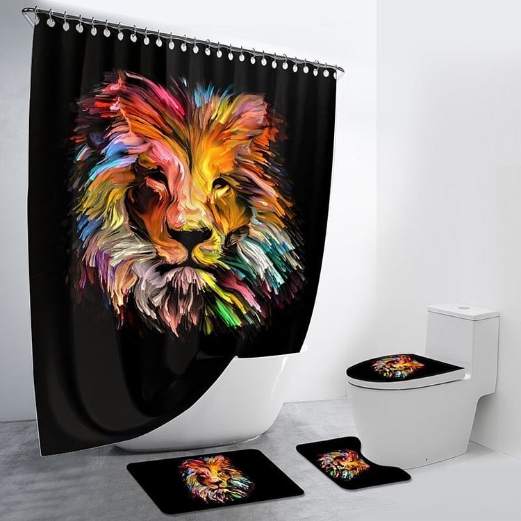 Watercolor Lion 4Pcs Bathroom Set-BlingPainting-Customized Products Make Great Gifts