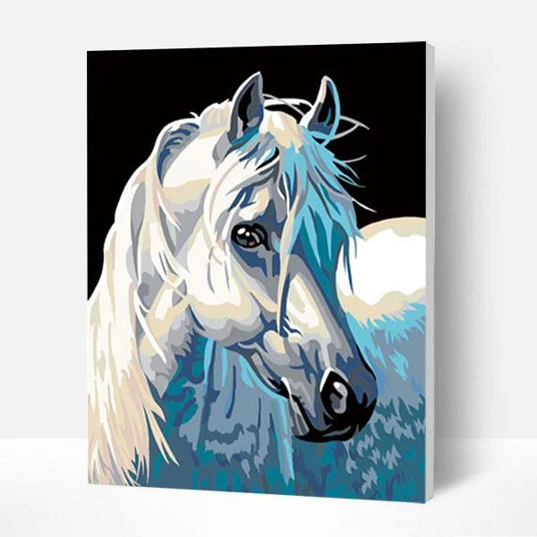 Paint by Numbers Kit - White Horse-BlingPainting-Customized Products Make Great Gifts
