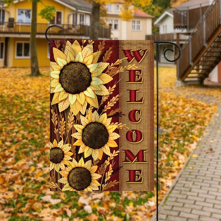 Thanksgiving Sunflower Welcome Decor Garden House Double Sided Flag -BlingPainting-Customized Products Make Great Gifts