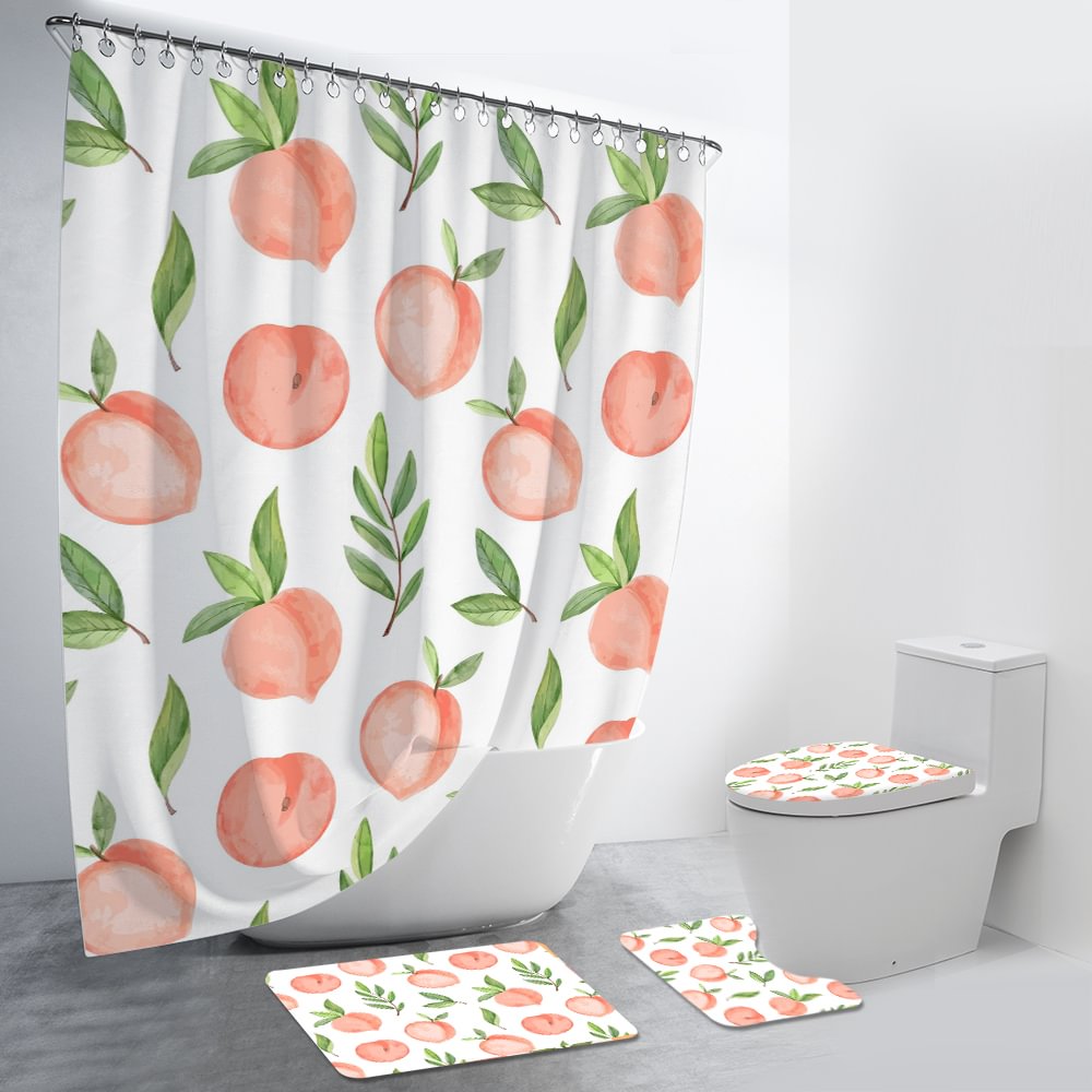 Fresh Peach 4Pcs Bathroom Set-BlingPainting-Customized Products Make Great Gifts