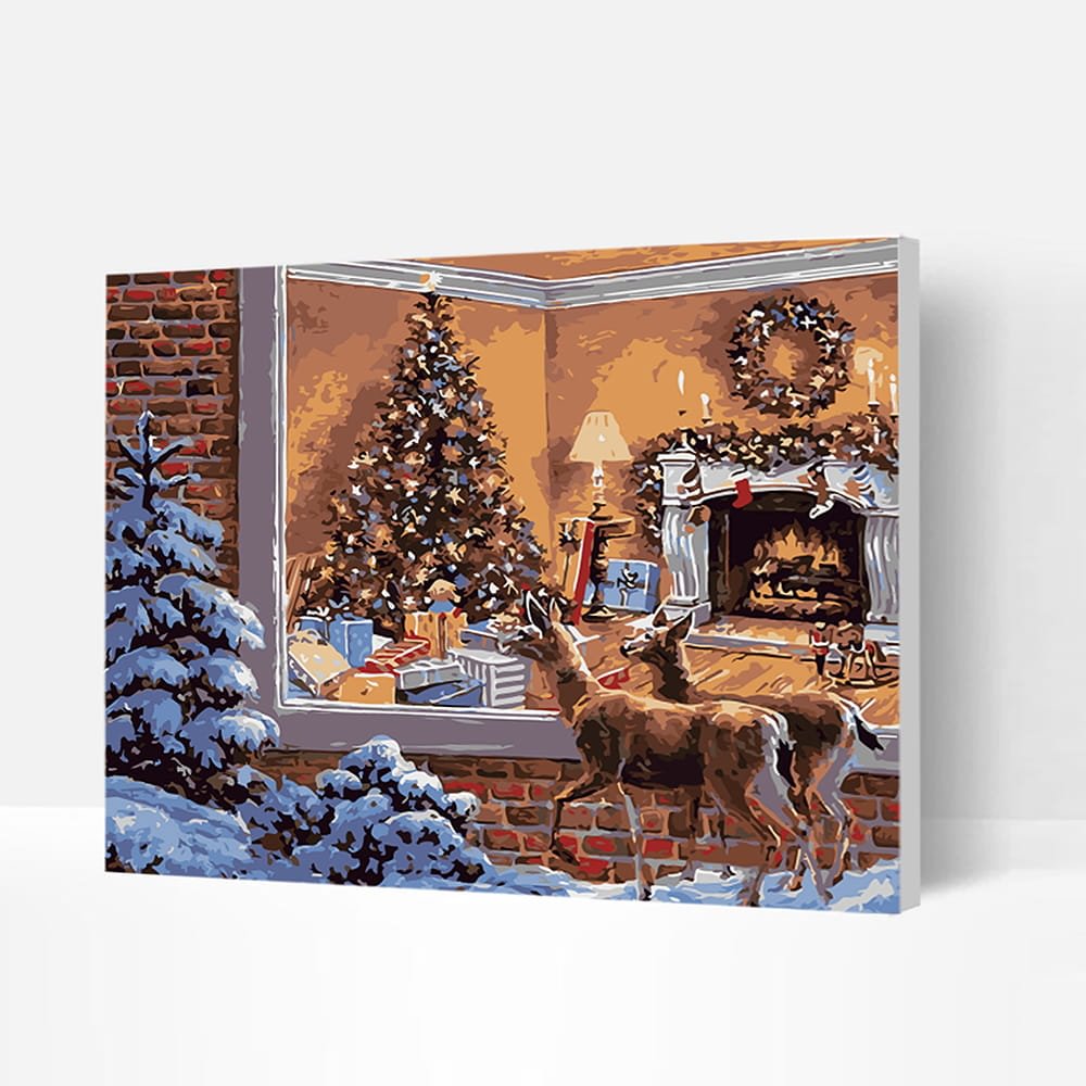 Paint by Numbers Kit - Snow Outside the Window, Best Gifts-BlingPainting-Customized Products Make Great Gifts