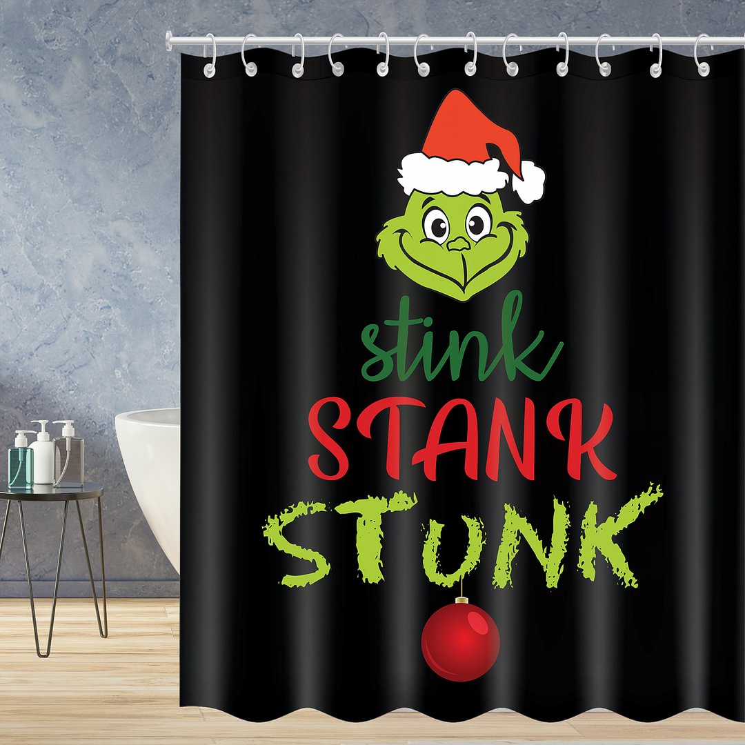 Best Gift 2021 Grinch Stink Stank Stunk Waterproof Shower Curtains With 12 Hooks-BlingPainting-Customized Products Make Great Gifts