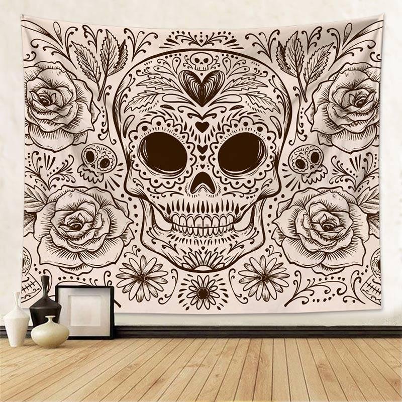 Vintage Skull Tapestry Wall Hanging-BlingPainting-Customized Products Make Great Gifts