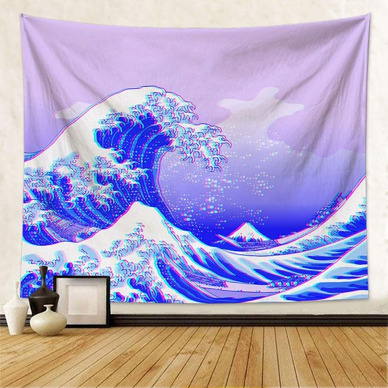 Purple Wave Wall Hanging Tapestry-BlingPainting-Customized Products Make Great Gifts