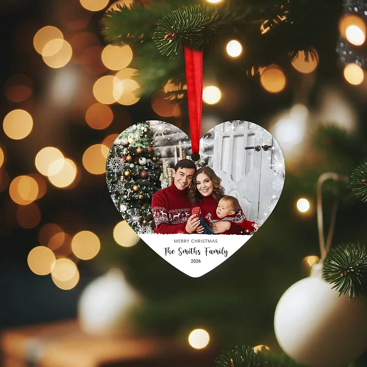 Personalized Heart-shaped Christmas Ornament (3.7"x3.15") – Custom Photo Acrylic Keepsake for Family & Friends