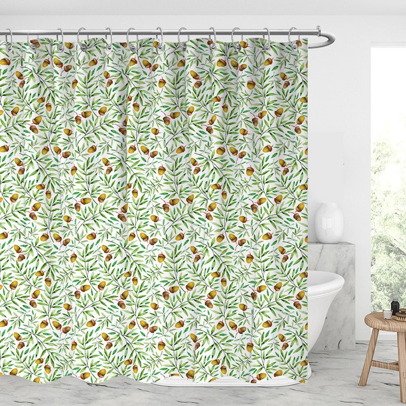 Olive Branch With Pine Cones Pattern Shower Curtains-BlingPainting-Customized Products Make Great Gifts