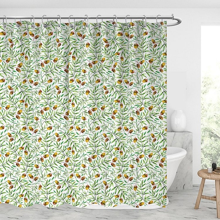 Olive Branch With Pine Cones Pattern Shower Curtains-BlingPainting-Customized Products Make Great Gifts