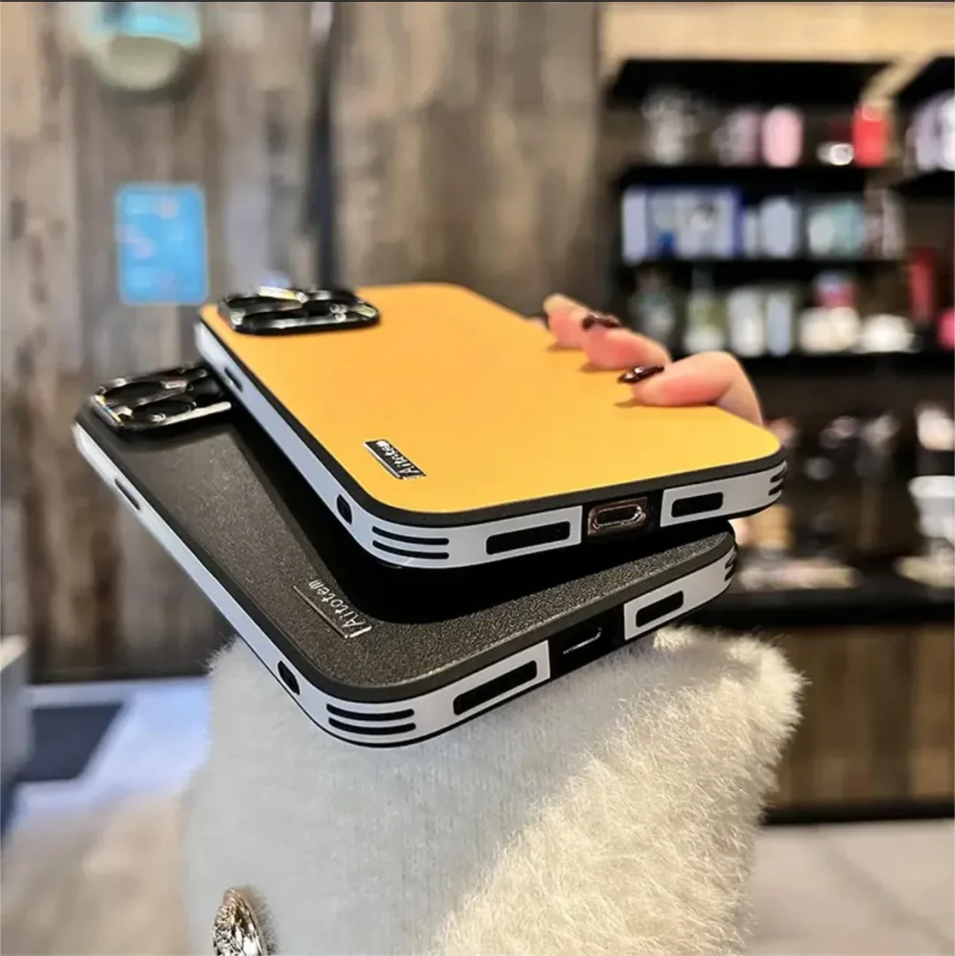 Leather Texture Metal Lens Phone Case For iPhone  Iwannacase - Premium Phone Cases & Accessories