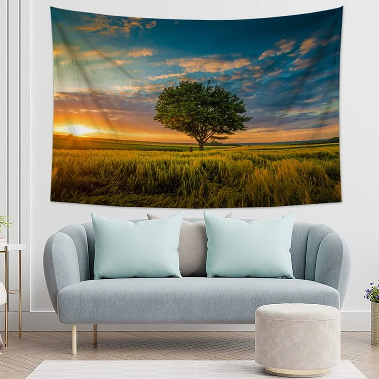 Sunset Landscape Tapestry Wall Hanging-BlingPainting-Customized Products Make Great Gifts