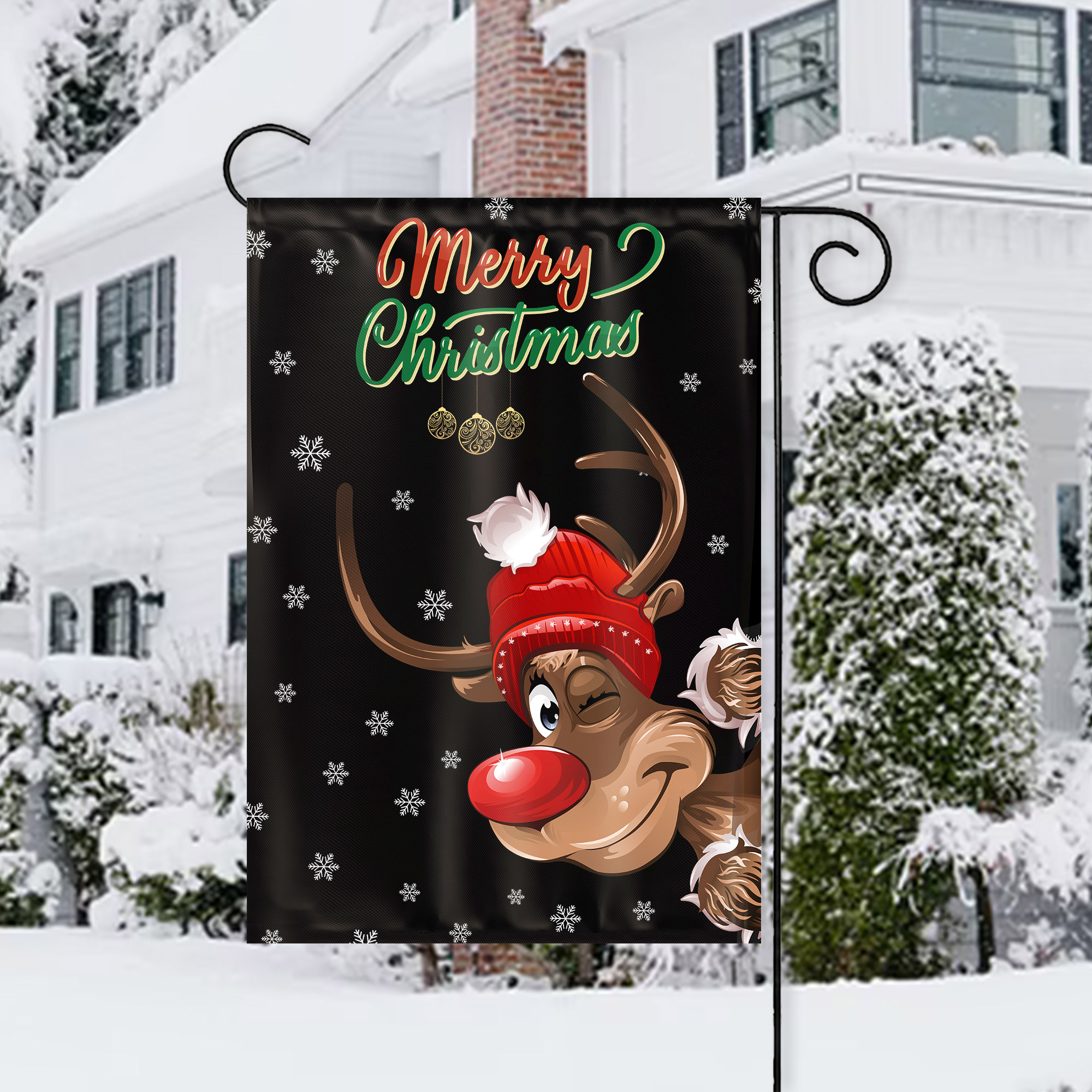 Christmas Elk Garden Flag/House Flags Double-Sided Burlap for Garden Home Decor - Best Decor-BlingPainting-Customized Products Make Great Gifts