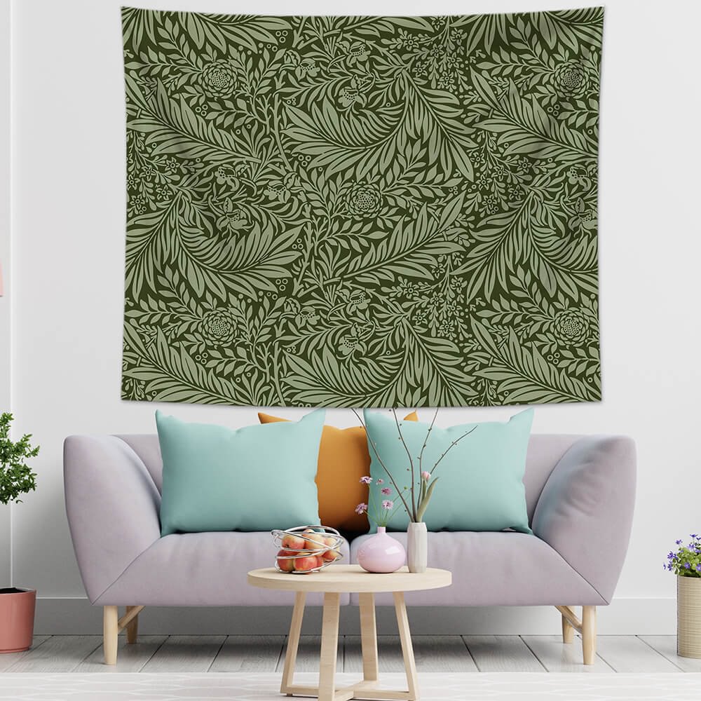 Vintage Green Floral Pattern Tapestry Wall Hanging-BlingPainting-Customized Products Make Great Gifts