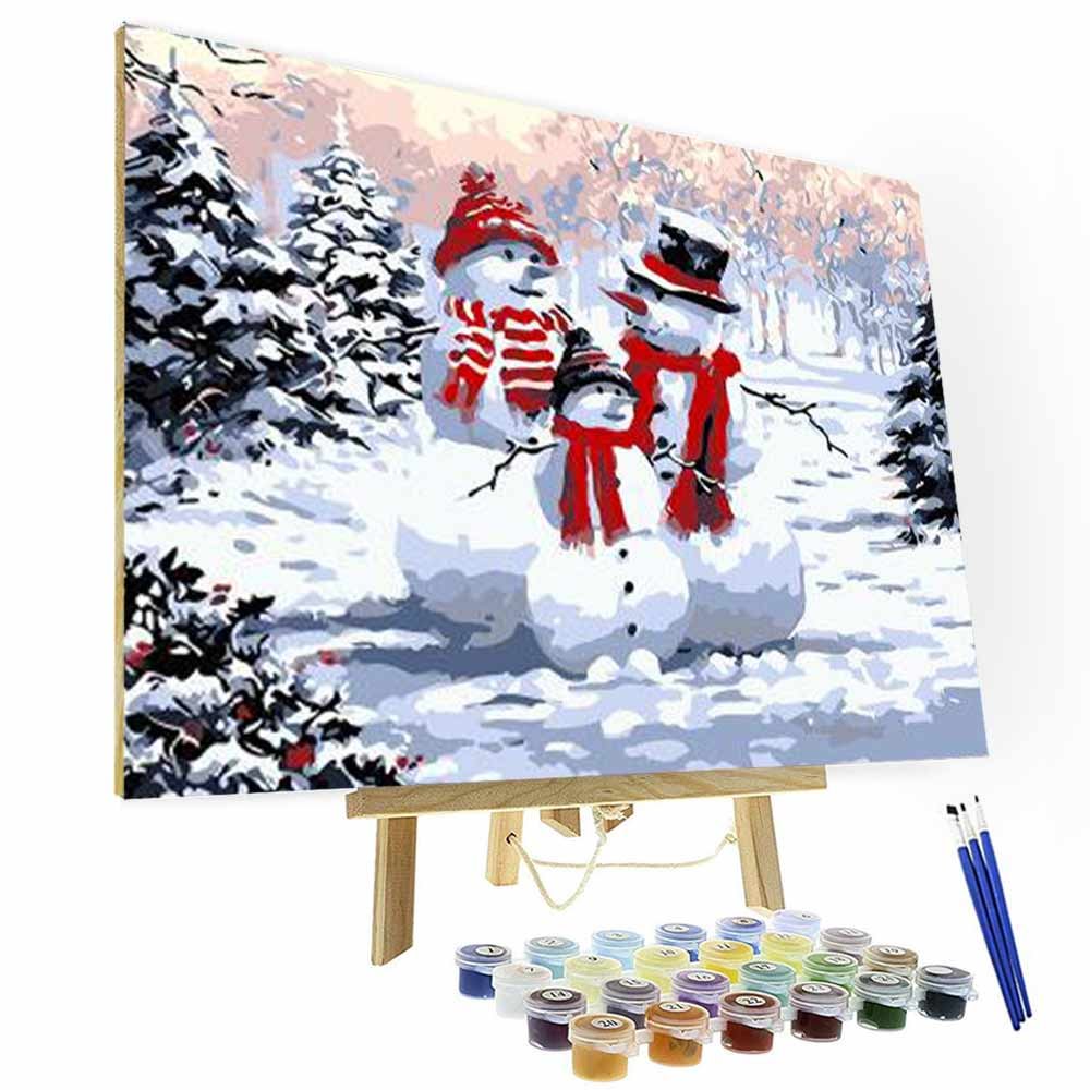 Paint by Numbers Kit - Family Snowmen-BlingPainting-Customized Products Make Great Gifts