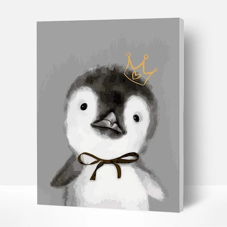 Paint by Numbers Kit for Kids - Penguin with Crown- Top Gifts-BlingPainting-Customized Products Make Great Gifts