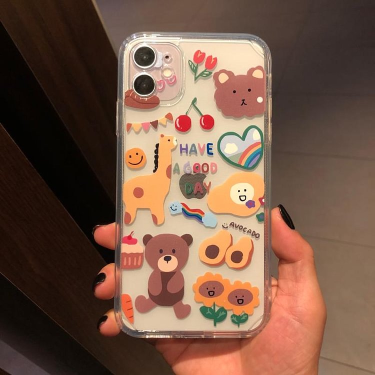 Cute Bear Clear Shockproof Phone Case For iPhone
