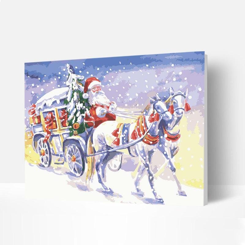 Christmas Paint by Numbers Kit - Santa Claus Drives a Carriage, Unique Gifts 2022-BlingPainting-Customized Products Make Great Gifts