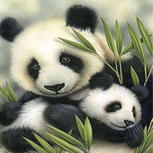 Panda mother and child-BlingPainting-Customized Products Make Great Gifts