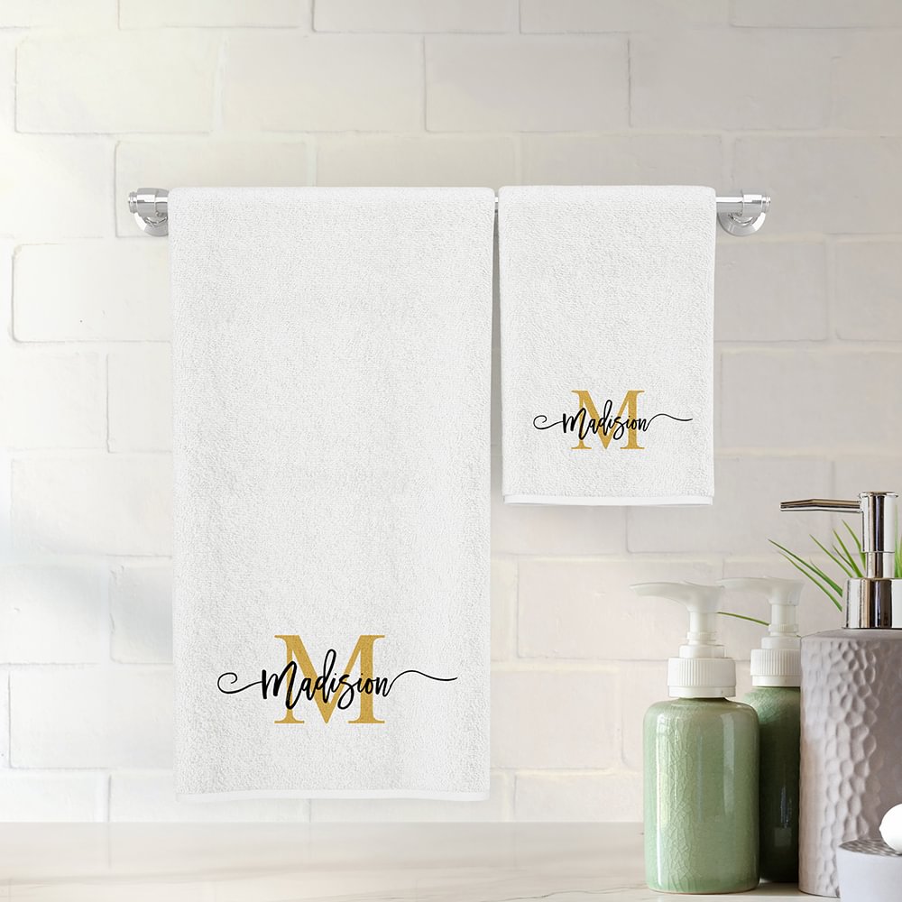 Special Anniversary Gifts, Personalized Hand, Bath Towel Set-BlingPainting-Customized Products Make Great Gifts
