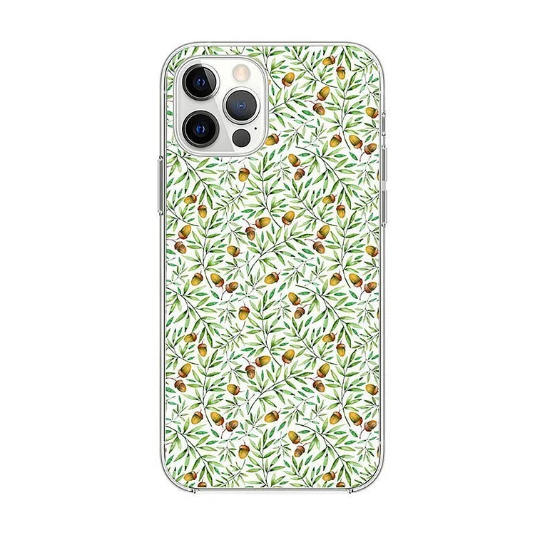 Olive Branch With Pine Cones Pattern iPhone Case-BlingPainting-Customized Products Make Great Gifts