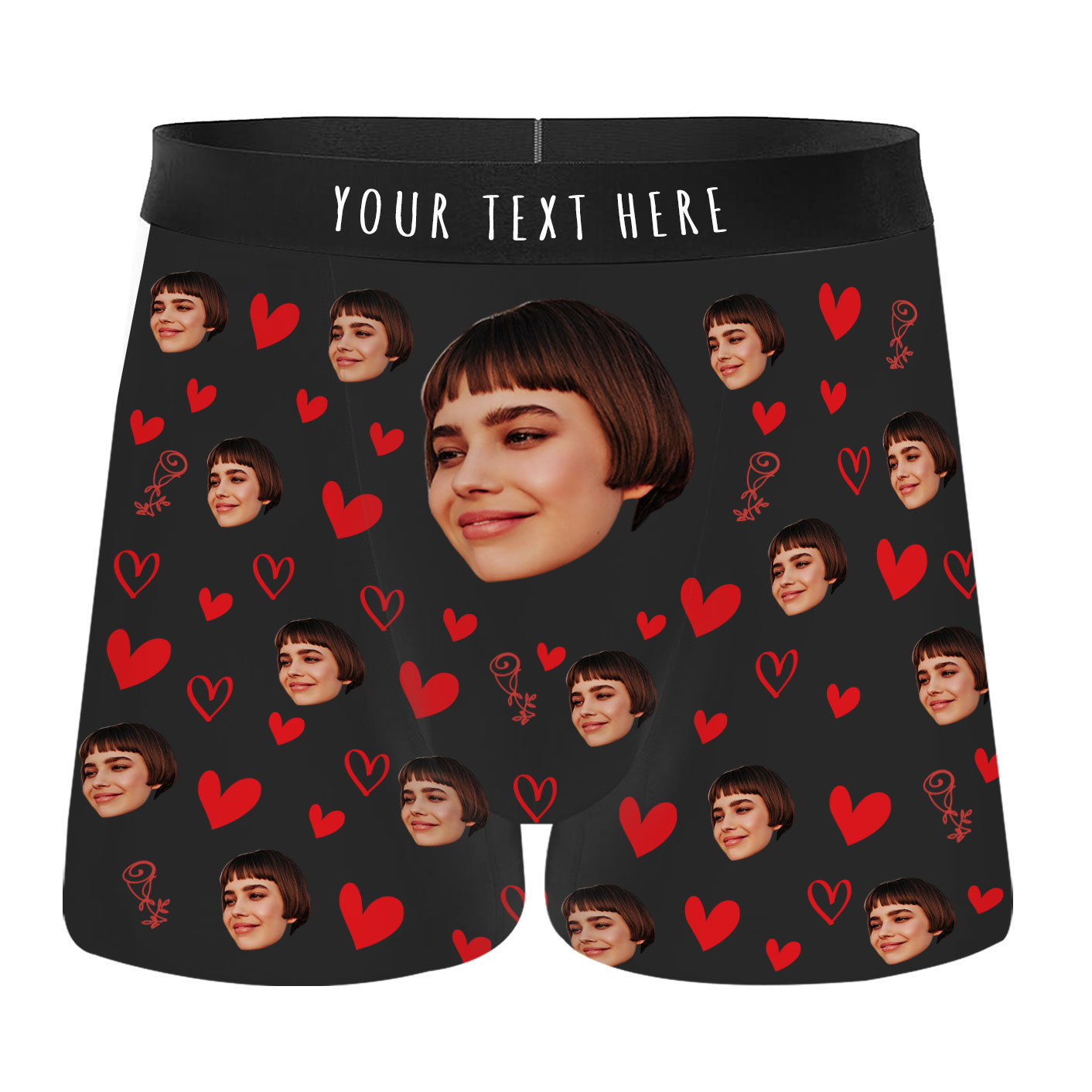 Custom Face Boxer Heart to Heart Panties Personalized Gift-BlingPainting-Customized Products Make Great Gifts