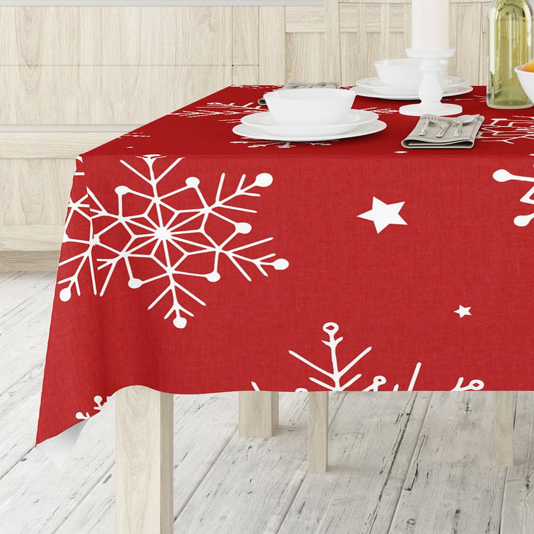 Christmas Decor Snowflake Tablecloth Xmas Waterproof Table Cloth for Picnic Dinner - Best Gifts Decor 2021-BlingPainting-Customized Products Make Great Gifts