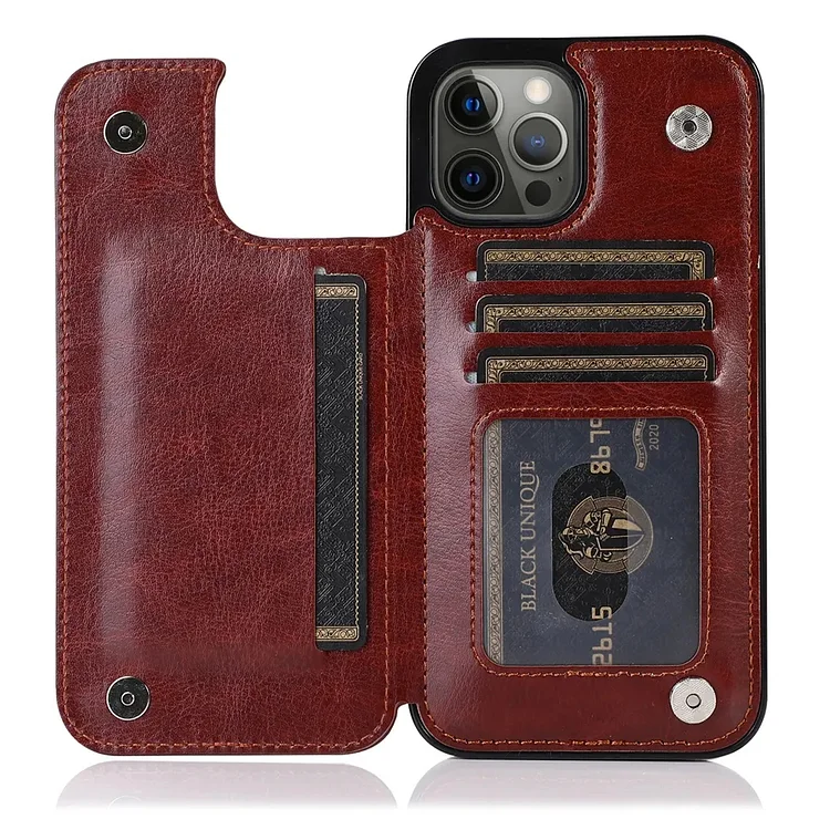 Wallet Double Button With Card Slot Stand Leather Case For iPhone  Caseepro - High Quality Phone Cases & Covers