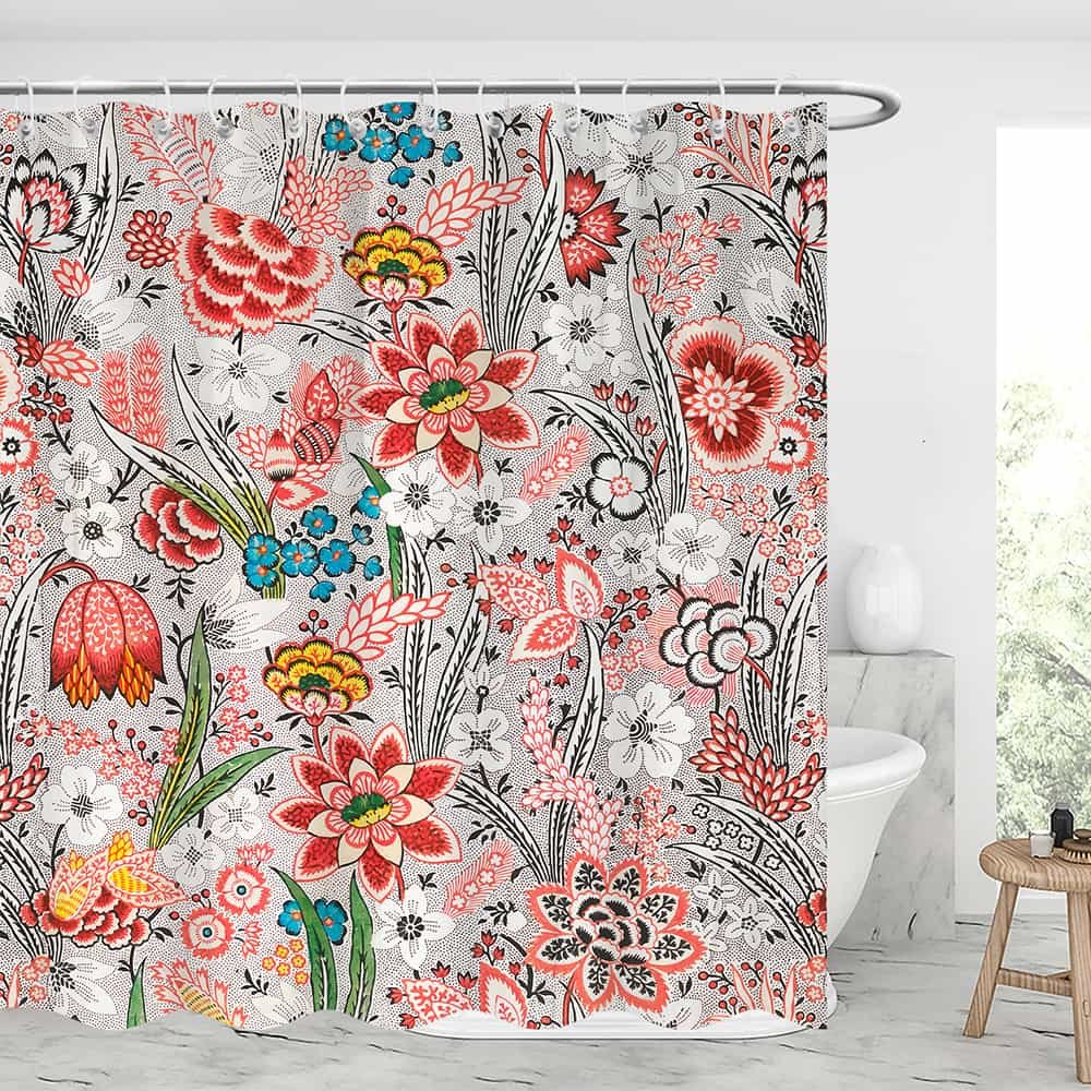 Psychedelic Pastel Flower Waterproof Shower Curtains With 12 Hooks-BlingPainting-Customized Products Make Great Gifts