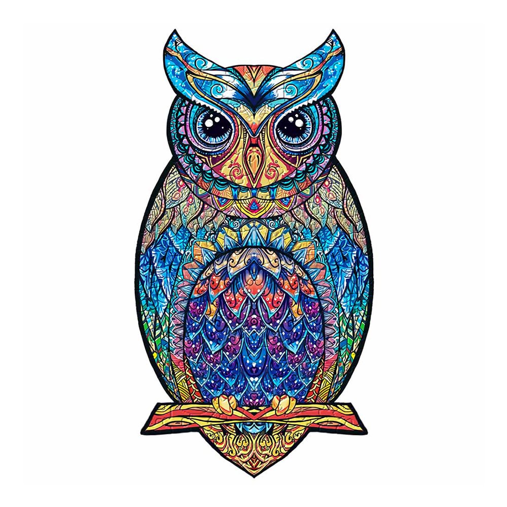 Charming Owl Shape Wooden Irregular Jigsaw Puzzles for Kids & Adults, Thoughtful Gifts-BlingPainting-Customized Products Make Great Gifts