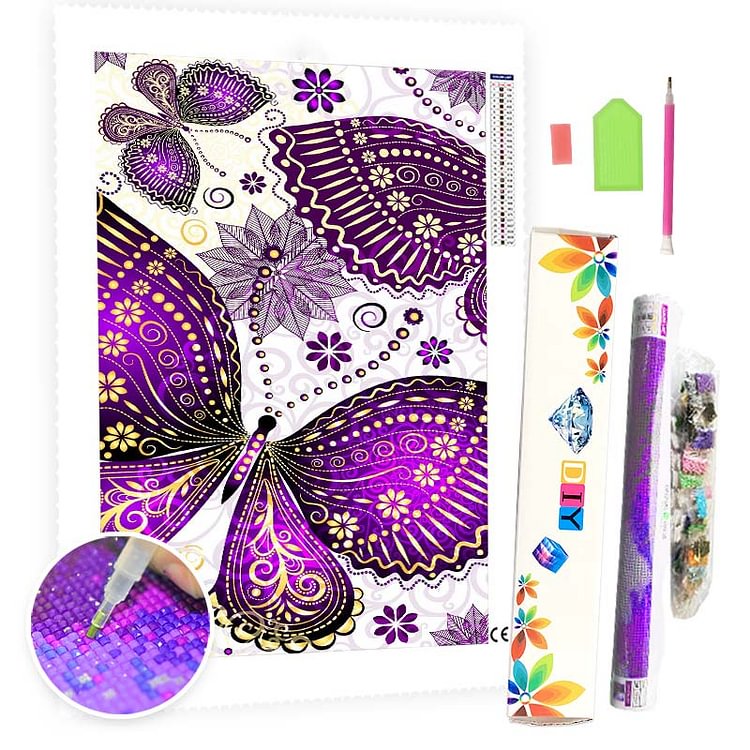 DIY Diamond Painting Kit for Adults - Purple Butterfly & Flower-BlingPainting-Customized Products Make Great Gifts