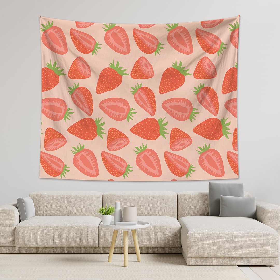 Cute Strawberries Pattern Tapestry Wall Hanging-BlingPainting-Customized Products Make Great Gifts