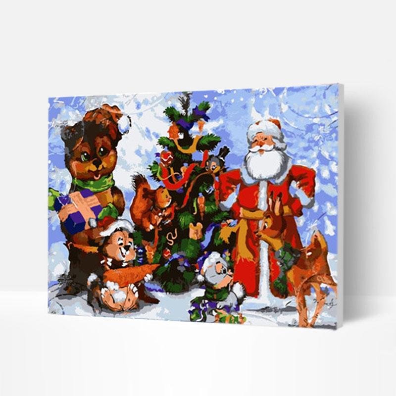 Paint by Numbers Kit - Santa Claus and Christmas Tree-BlingPainting-Customized Products Make Great Gifts