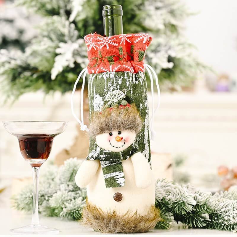 Christmas Decor Snowman Wine Bottle Cover, Best Gifts-BlingPainting-Customized Products Make Great Gifts