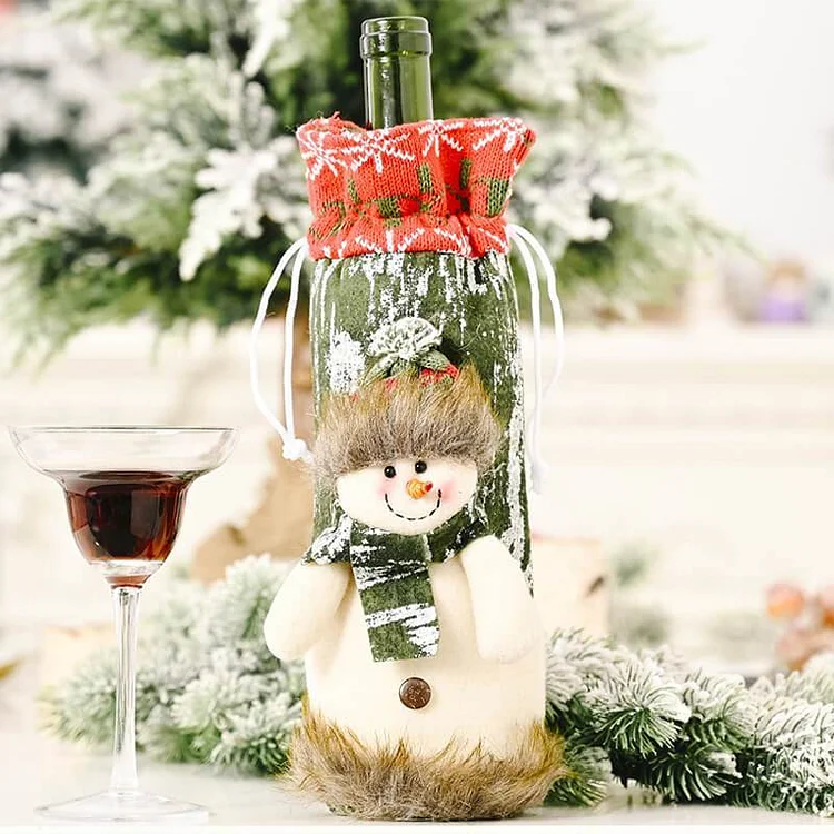 Christmas Decor Snowman Wine Bottle Cover, Best Gifts