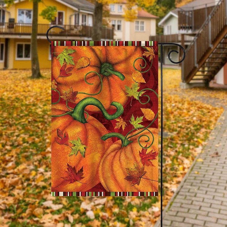 Thanksgiving Pumpkin Garden House Double Sided Flag -BlingPainting-Customized Products Make Great Gifts